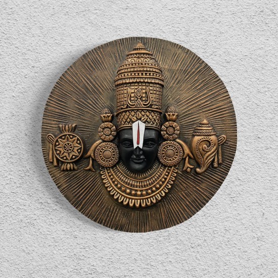 31X31 Inch Tirupati Balaji Bronze 3D Relief Mural Wall Hanging | Spiritual Wall Art | Unique Wall Decor | Ready to hang