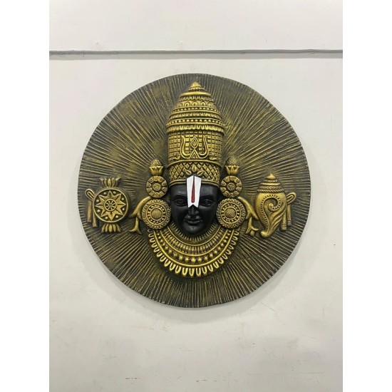 31X31 Inch Tirupati Balaji Golden 3D Relief Mural Wall Hanging | Spiritual Wall Art | Unique Wall Decor | Ready to hang