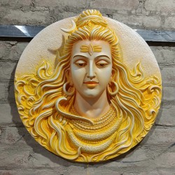 Elegant Lord Shiva 3D Relief Mural Wall Sculpture | (24*24 inches )Mural Wall Art | Ready to hang Yellow