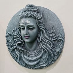 Elegant Lord Shiva 3D Relief Mural Wall Sculpture | (24*24 inches )Mural Wall Art | Ready to hang on wall Grey