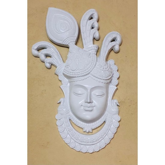 White Color Shreenath ji face wall Mural wall hanging (18*24 inches)