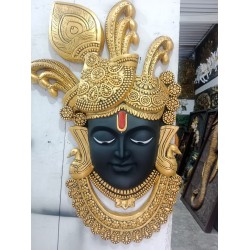 Black Golden Shreenath Ji face wall Mural wall hanging (size 30*48 )