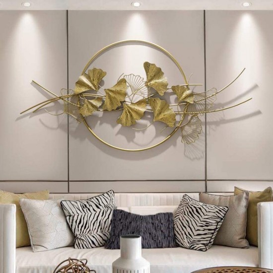 Golden Circle Flower Metal Wall Art