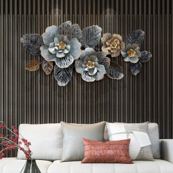 Attractive and Eye Catcher Grey  Metallic Flowers Wall Art