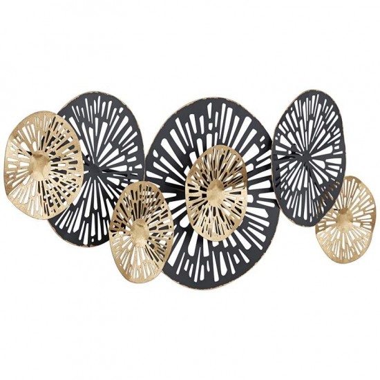 Gold and Black Fan Metal Wall Art