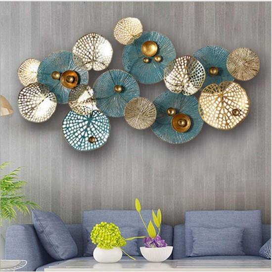 Multicolored Plates Metal Wall Art for Living Room Decor