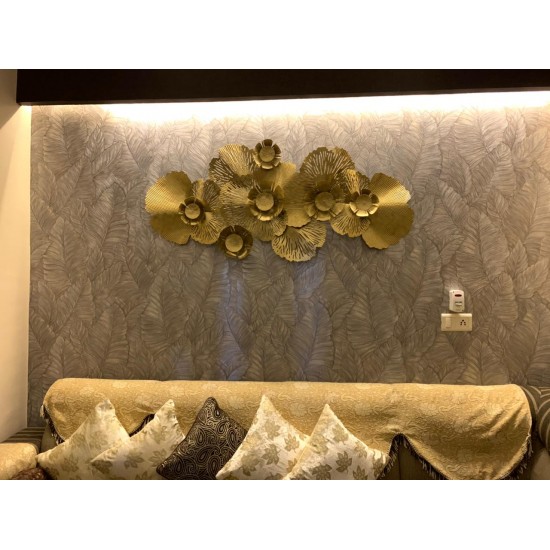 Golden Flower Metal Wall Art Perfect for Living Room