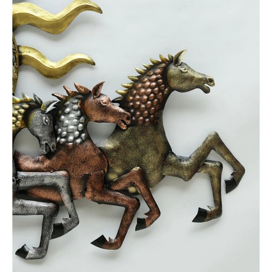 Iron 7 Running Horse With Sun  Wall Art With LED 