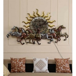 Iron 7 Running Horse With Sun  Wall Art With LED 