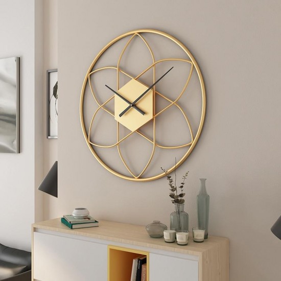 Golden Flower Metal Wall Clock