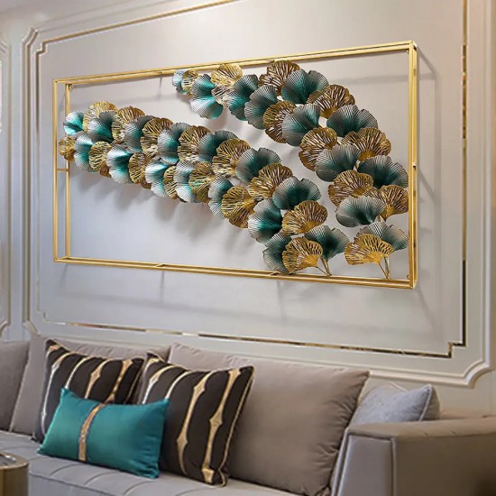 3D Double-Layer Frame Leaves Large Wall Decor
