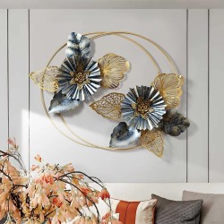 Luxury Modern 3D Creative Metal Leaves Flower Wall Hanging 
