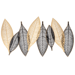 Iron Black And Golden Leaf Wall Art