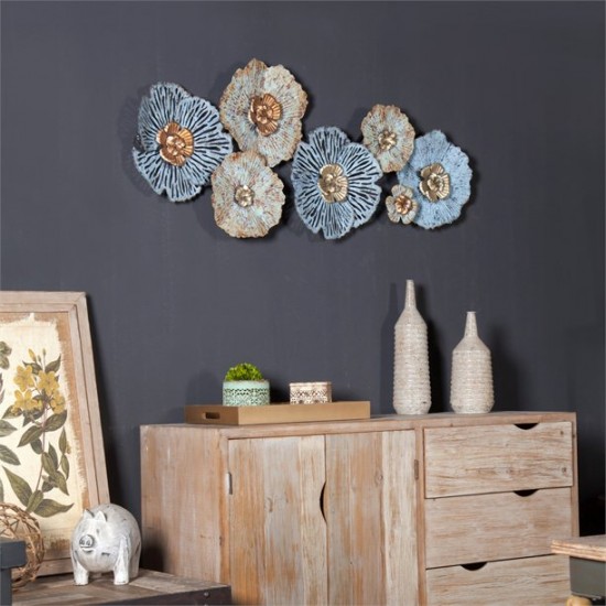 Multi Color Flower Metal Wall Art