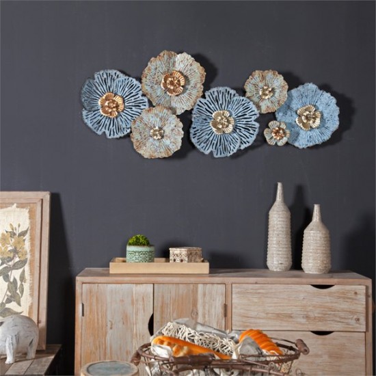 Multi Color Flower Metal Wall Art