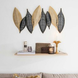 Iron Black And Golden Leaf Wall Art